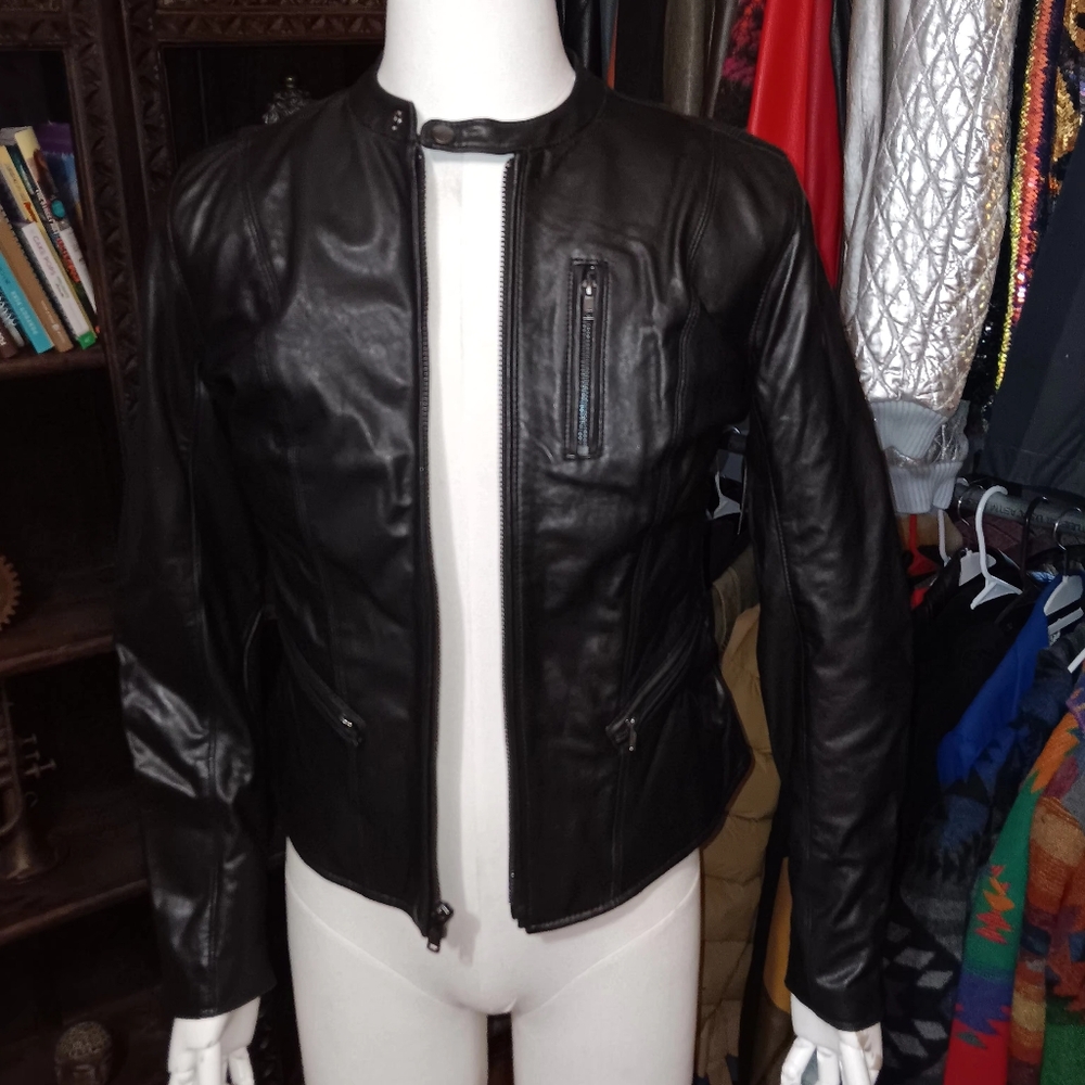 BLK DNM leather Cafe racer motorcycle jacket